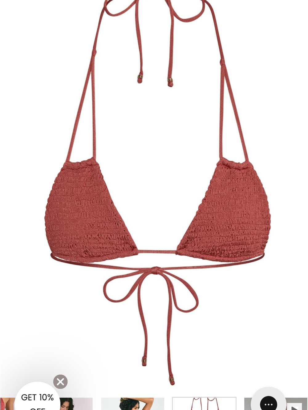 Indah Smocked Triangle Bikini Top - Rusty Rose